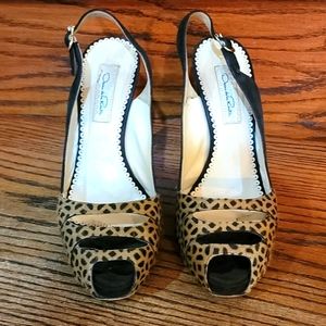 Oscar de la renta Pony hair suede sandal